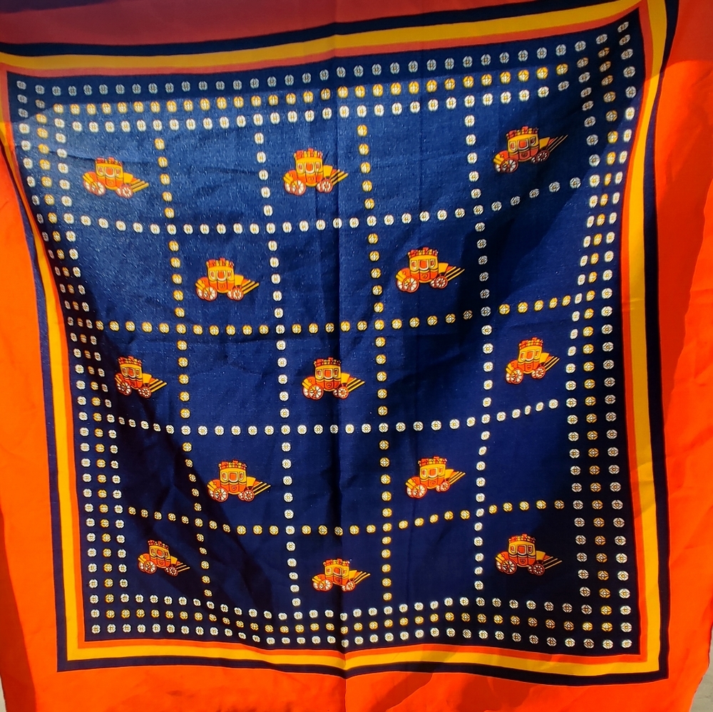 Vintage Macys stage coach scarf 26" x 26"